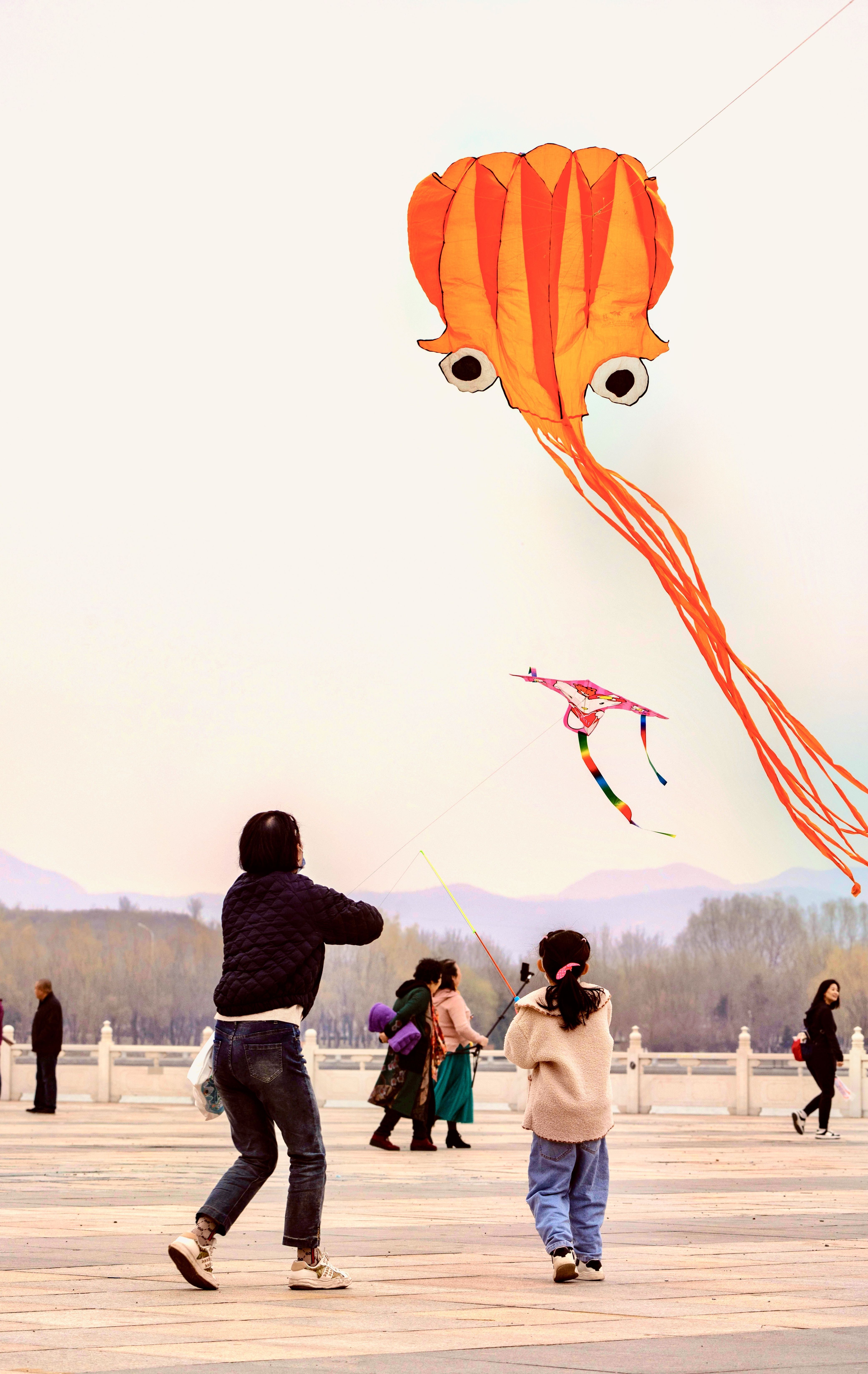 营口望儿山第29届母亲节举办放风筝活动，游客在春光中尽享轻松欢乐假期。（摄影：康广义）
